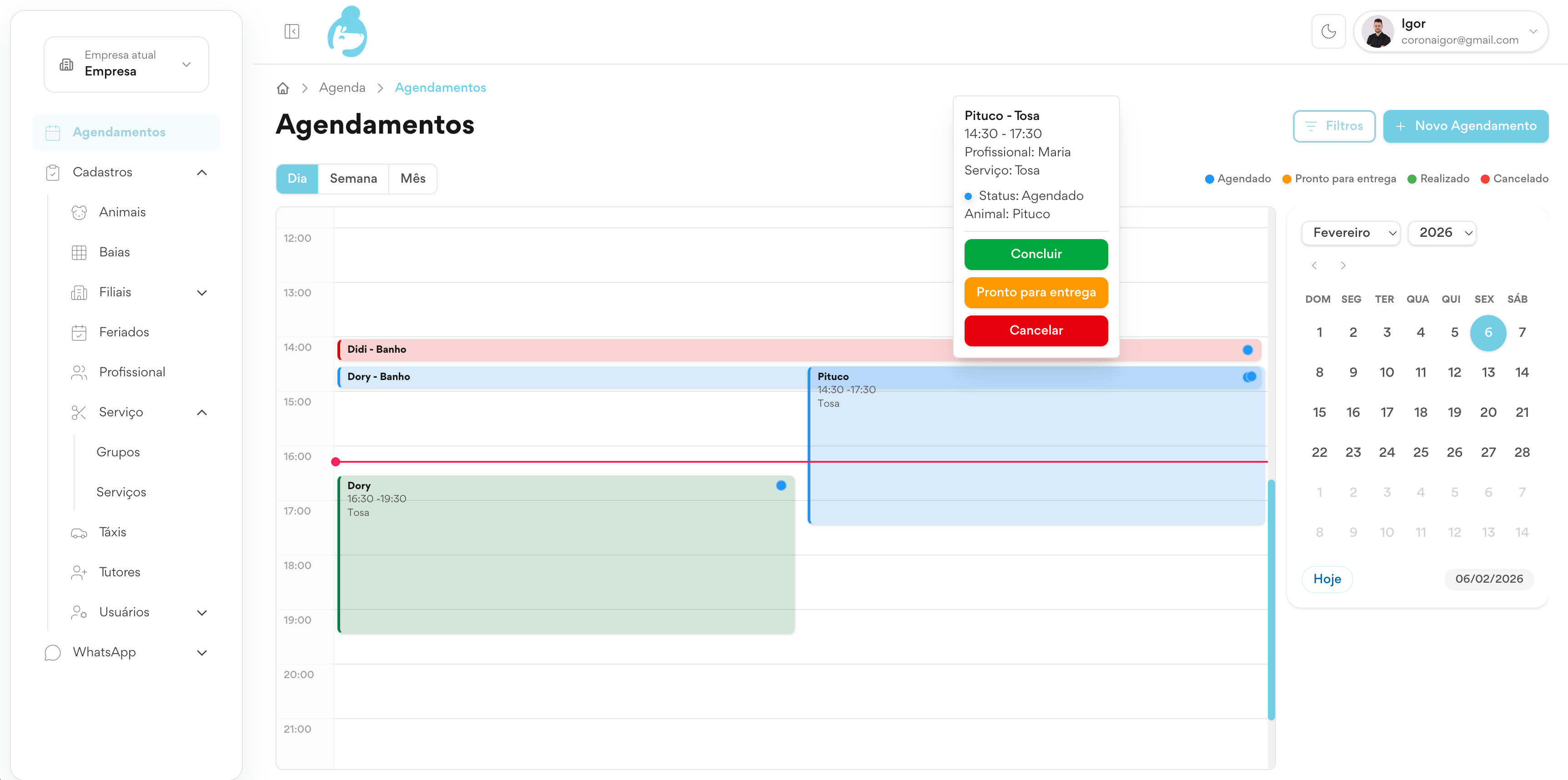 Tela do sistema Fofito